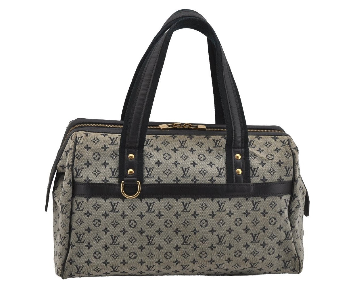 Authentic Louis Vuitton Monogram Mini Josephine GM Hand Bag Blue M92211 LV 4868J