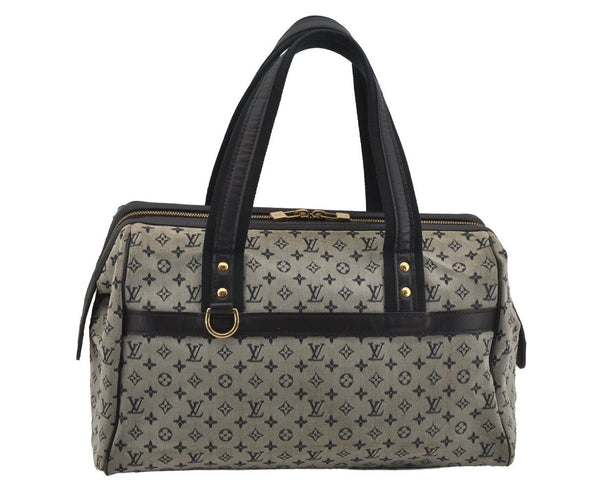 Authentic Louis Vuitton Monogram Mini Josephine GM Hand Bag Blue M92211 LV 4868J