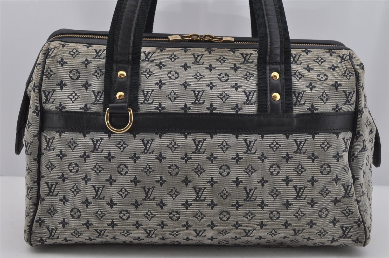 Authentic Louis Vuitton Monogram Mini Josephine GM Hand Bag Blue M92211 LV 4868J