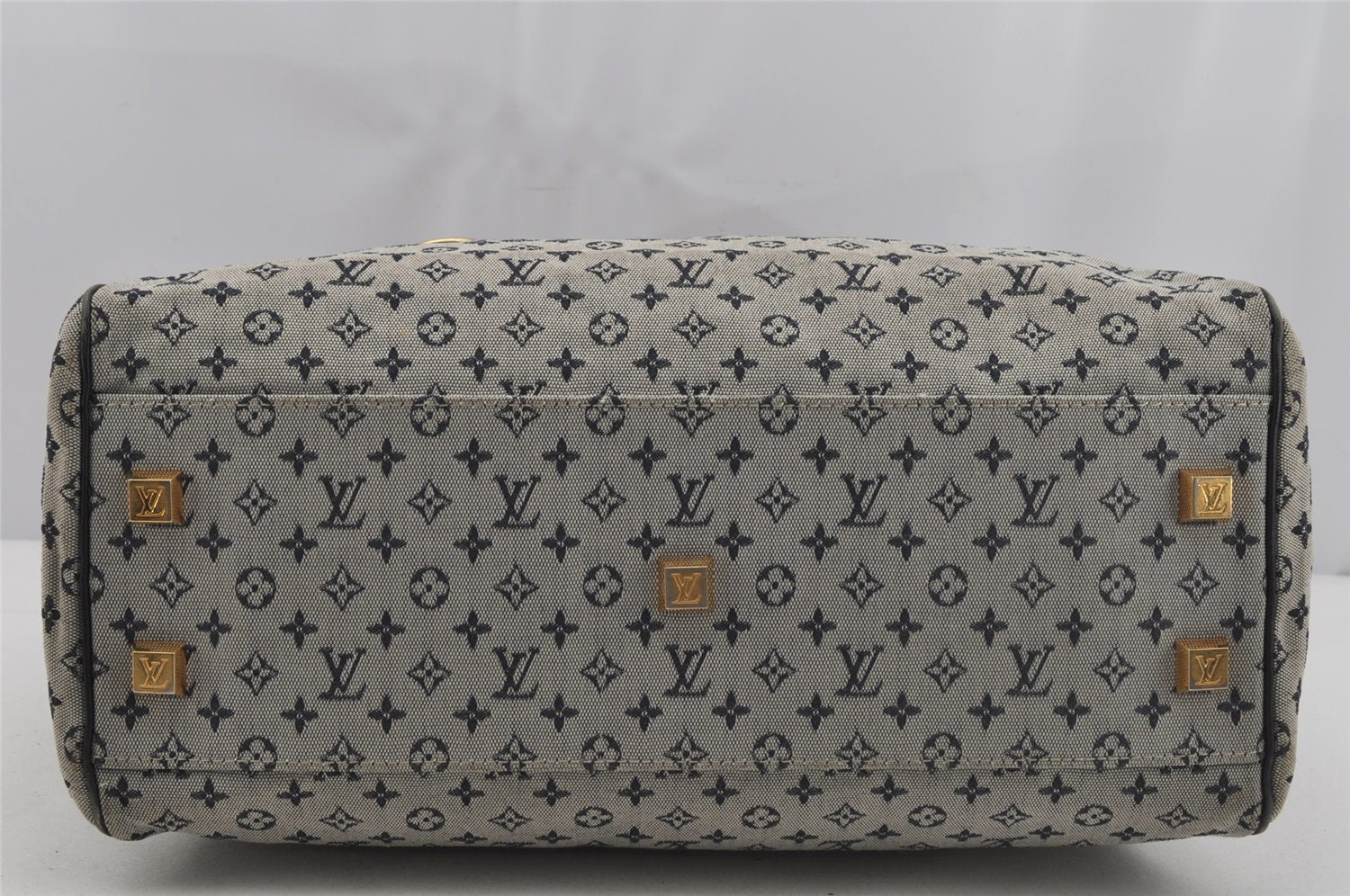 Authentic Louis Vuitton Monogram Mini Josephine GM Hand Bag Blue M92211 LV 4868J