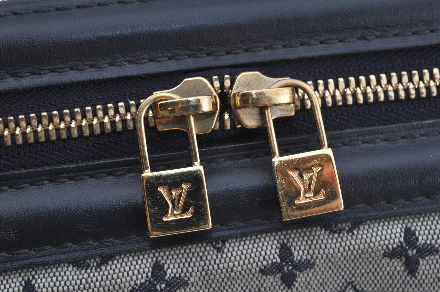 Authentic Louis Vuitton Monogram Mini Josephine GM Hand Bag Blue M92211 LV 4868J