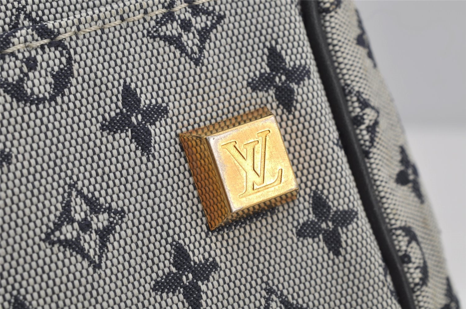 Authentic Louis Vuitton Monogram Mini Josephine GM Hand Bag Blue M92211 LV 4868J