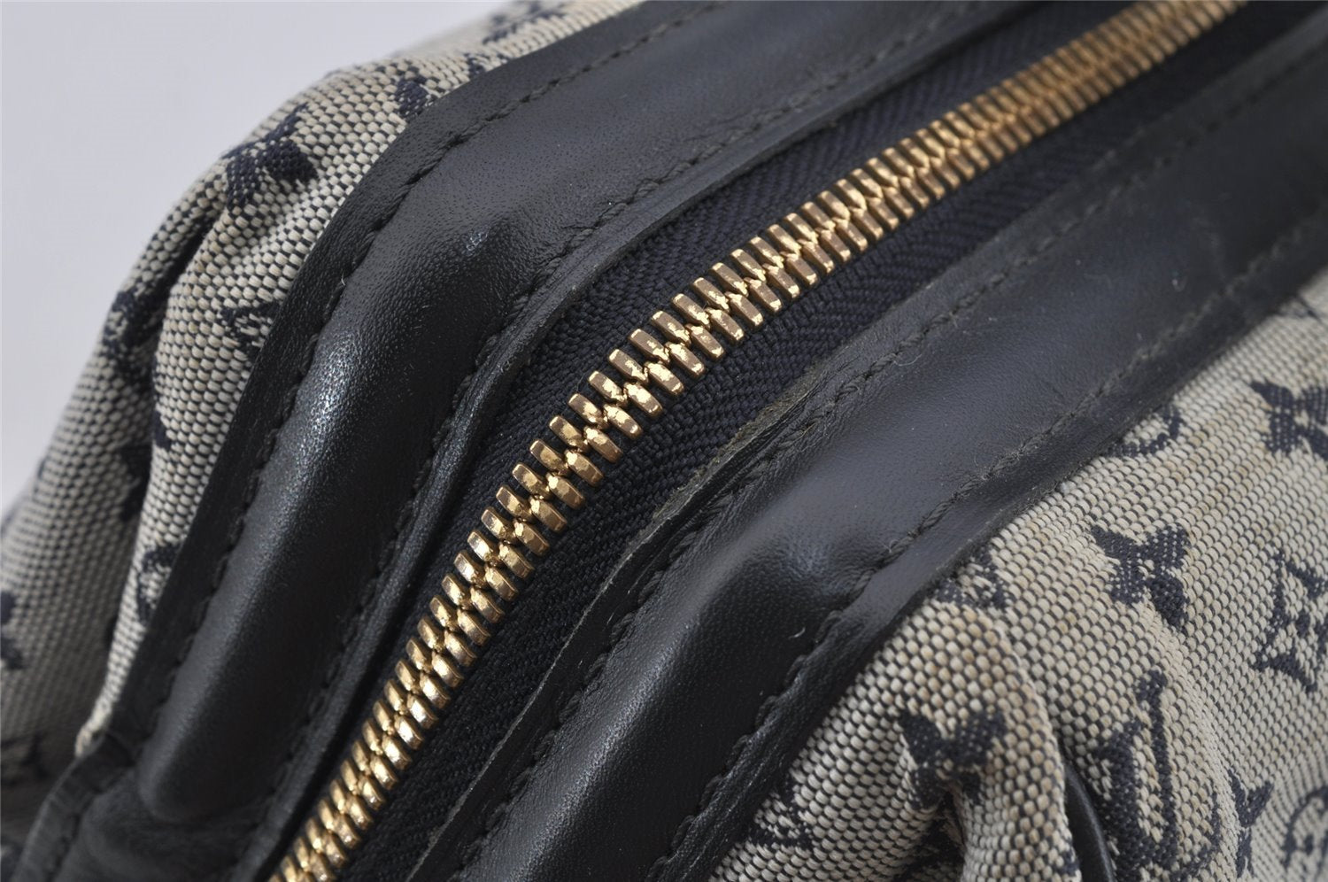 Authentic Louis Vuitton Monogram Mini Josephine GM Hand Bag Blue M92211 LV 4868J