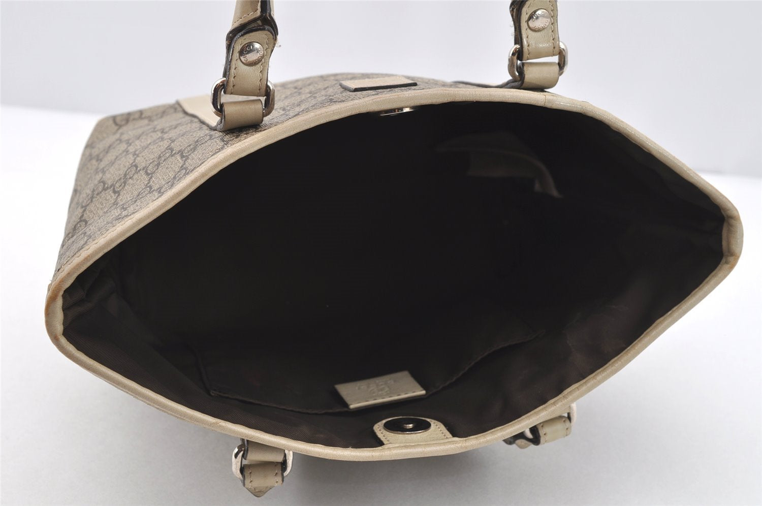 Authentic GUCCI Children's GG PVC Leather Tote Hand Bag Purse 297557 Brown 4869I