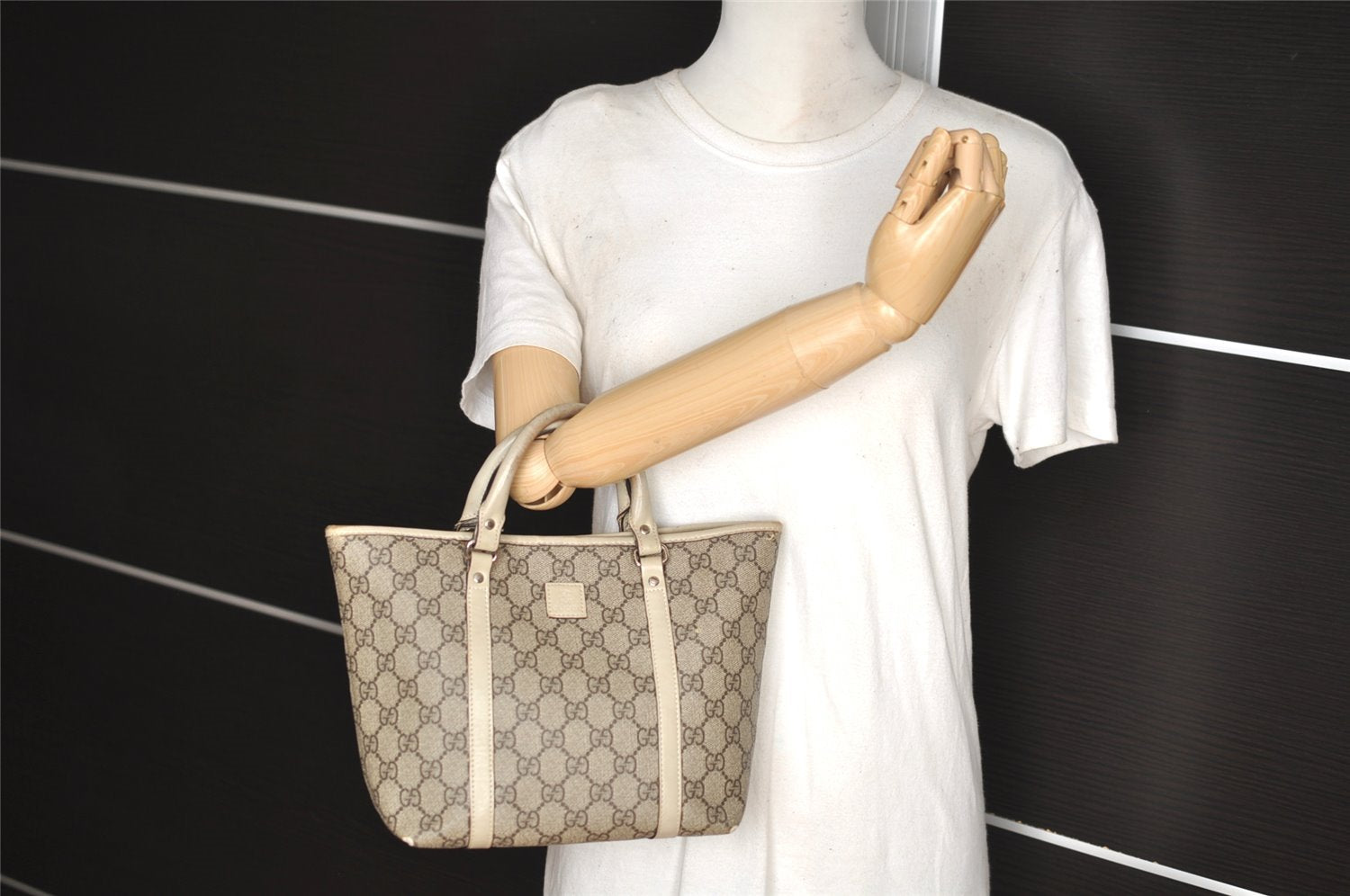 Authentic GUCCI Children's GG PVC Leather Tote Hand Bag Purse 297557 Brown 4869I