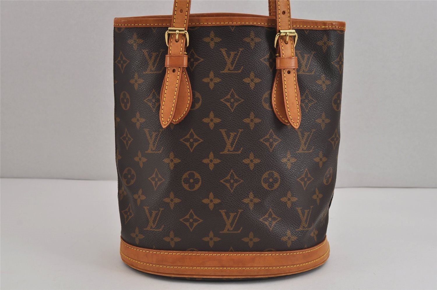 Authentic Louis Vuitton Monogram Bucket PM Shoulder Tote Bag M42238 LV 4869J