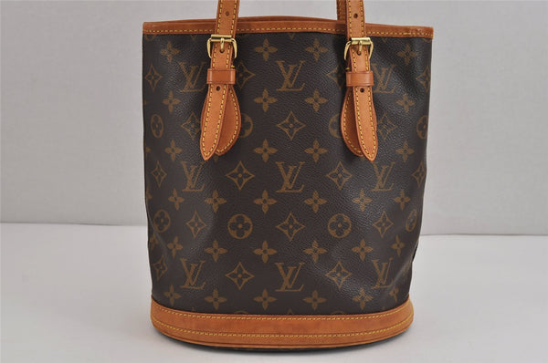 Authentic Louis Vuitton Monogram Bucket PM Shoulder Tote Bag M42238 LV 4869J