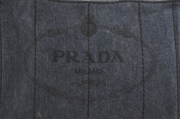 Authentic PRADA Canapa SS Vintage Denim 2Way Shoulder Hand Bag Blue 4870I