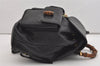 Authentic GUCCI Vintage Bamboo Drawstring Backpack Purse Leather Black 4870J