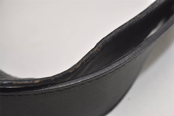 Authentic GUCCI Vintage Bamboo Drawstring Backpack Purse Leather Black 4870J