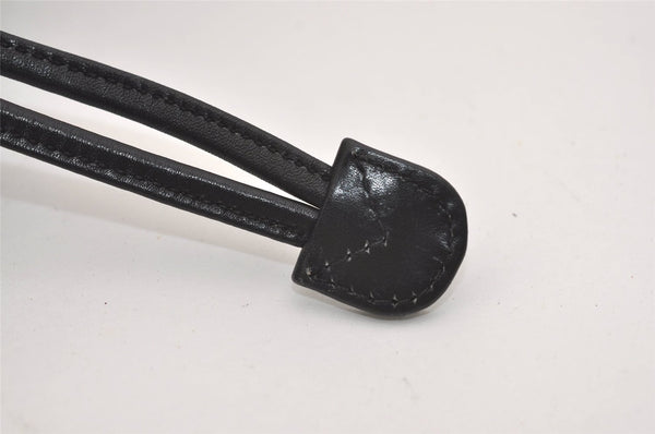 Authentic GUCCI Vintage Bamboo Drawstring Backpack Purse Leather Black 4870J