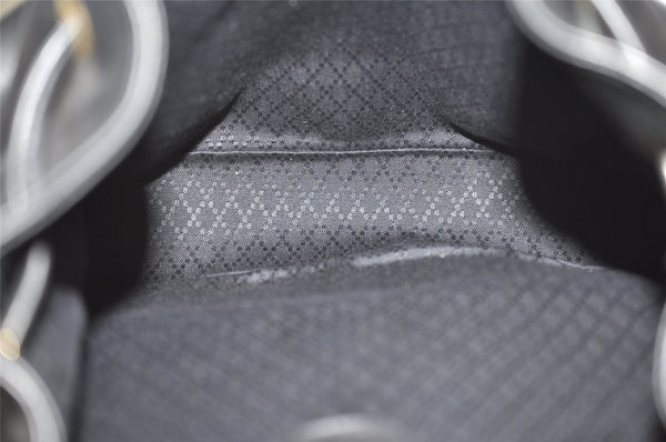 Authentic GUCCI Vintage Bamboo Drawstring Backpack Purse Leather Black 4870J