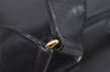 Authentic GUCCI Vintage Bamboo Drawstring Backpack Purse Leather Black 4870J