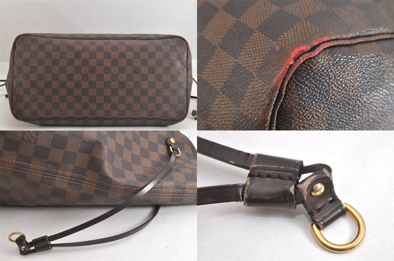 Authentic Louis Vuitton Damier Neverfull GM Shoulder Tote Bag N51106 Junk 4873M
