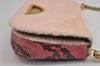 Authentic Christian Dior Maris Pearl Shoulder Bag Unborn Calf Leather Pink 4876J