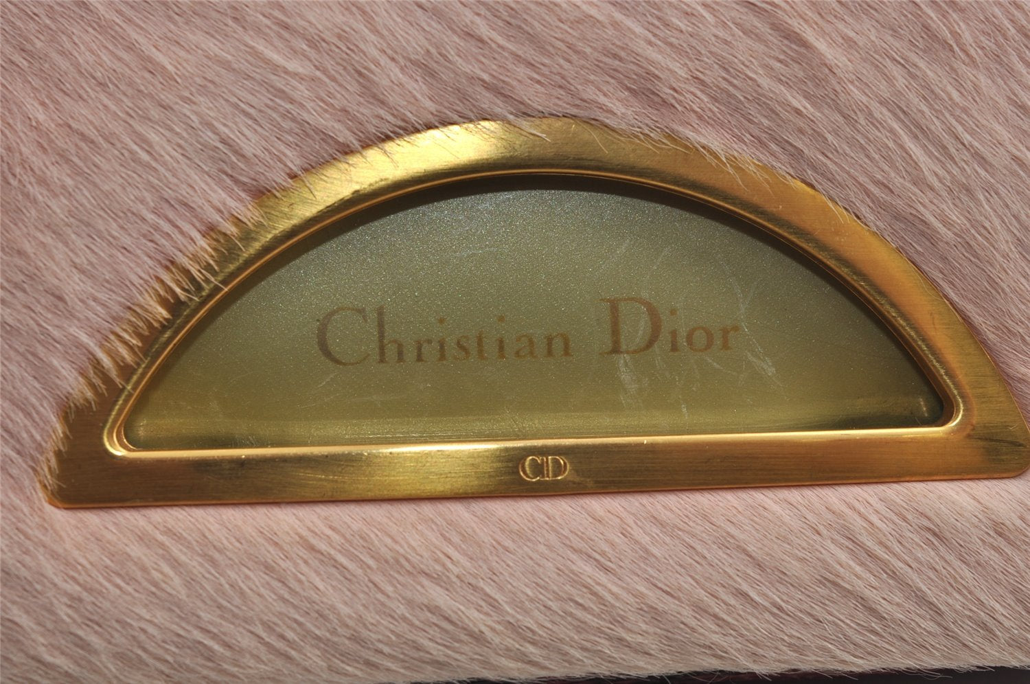 Authentic Christian Dior Maris Pearl Shoulder Bag Unborn Calf Leather Pink 4876J