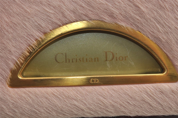 Authentic Christian Dior Maris Pearl Shoulder Bag Unborn Calf Leather Pink 4876J