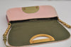 Authentic Christian Dior Maris Pearl Shoulder Bag Unborn Calf Leather Pink 4876J