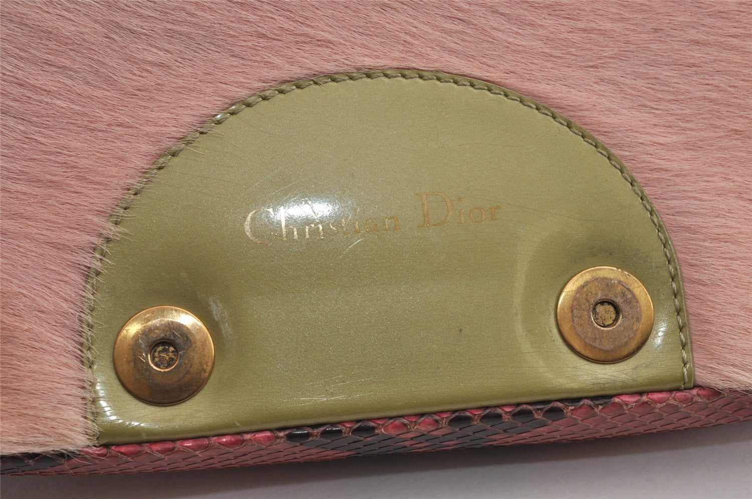 Authentic Christian Dior Maris Pearl Shoulder Bag Unborn Calf Leather Pink 4876J