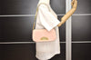 Authentic Christian Dior Maris Pearl Shoulder Bag Unborn Calf Leather Pink 4876J