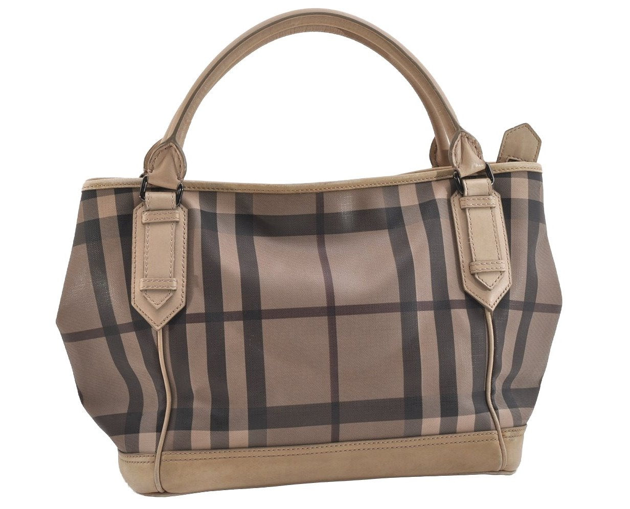 Authentic BURBERRY Vintage Check Shoulder Tote Bag PVC Leather Beige 4877J