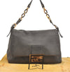 Authentic FENDI Mamma Baguette Vintage Shoulder Hand Bag Leather Gray 4878J