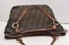 Authentic FENDI Vintage Zucca Shoulder Tote Bag Canvas Leather Brown 4879J