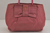 Authentic PRADA Tessuto Fiocco Ribbon Nylon Leather Hand Tote Bag Pink 4880J