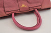 Authentic PRADA Tessuto Fiocco Ribbon Nylon Leather Hand Tote Bag Pink 4880J