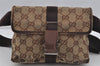 Authentic GUCCI Vintage Waist Body Bag Purse Canvas Leather 131236 Brown 4881J