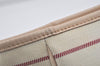 Authentic BURBERRY Stripe Canvas Leather Shoulder Hand Tote Bag White 4883I