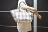 Authentic BURBERRY BLUE LABEL Check Hand Tote Bag Nylon Leather White 4885I