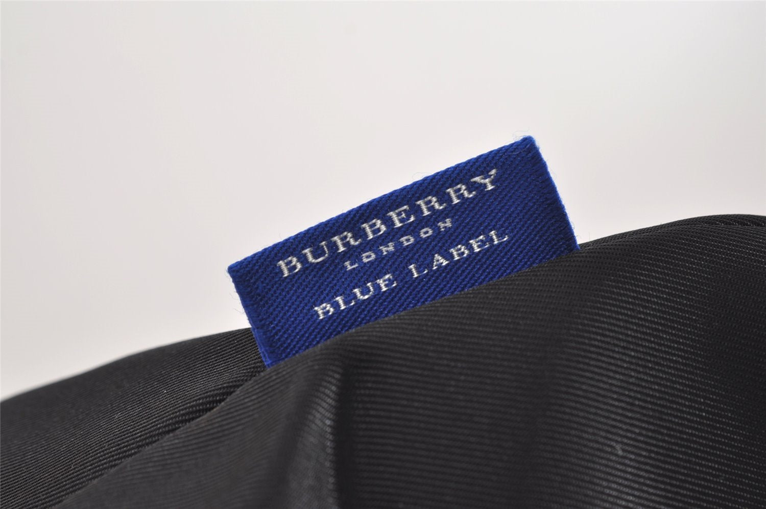 Authentic BURBERRY BLUE LABEL Check Hand Bag Purse Nylon Leather Black 4885J