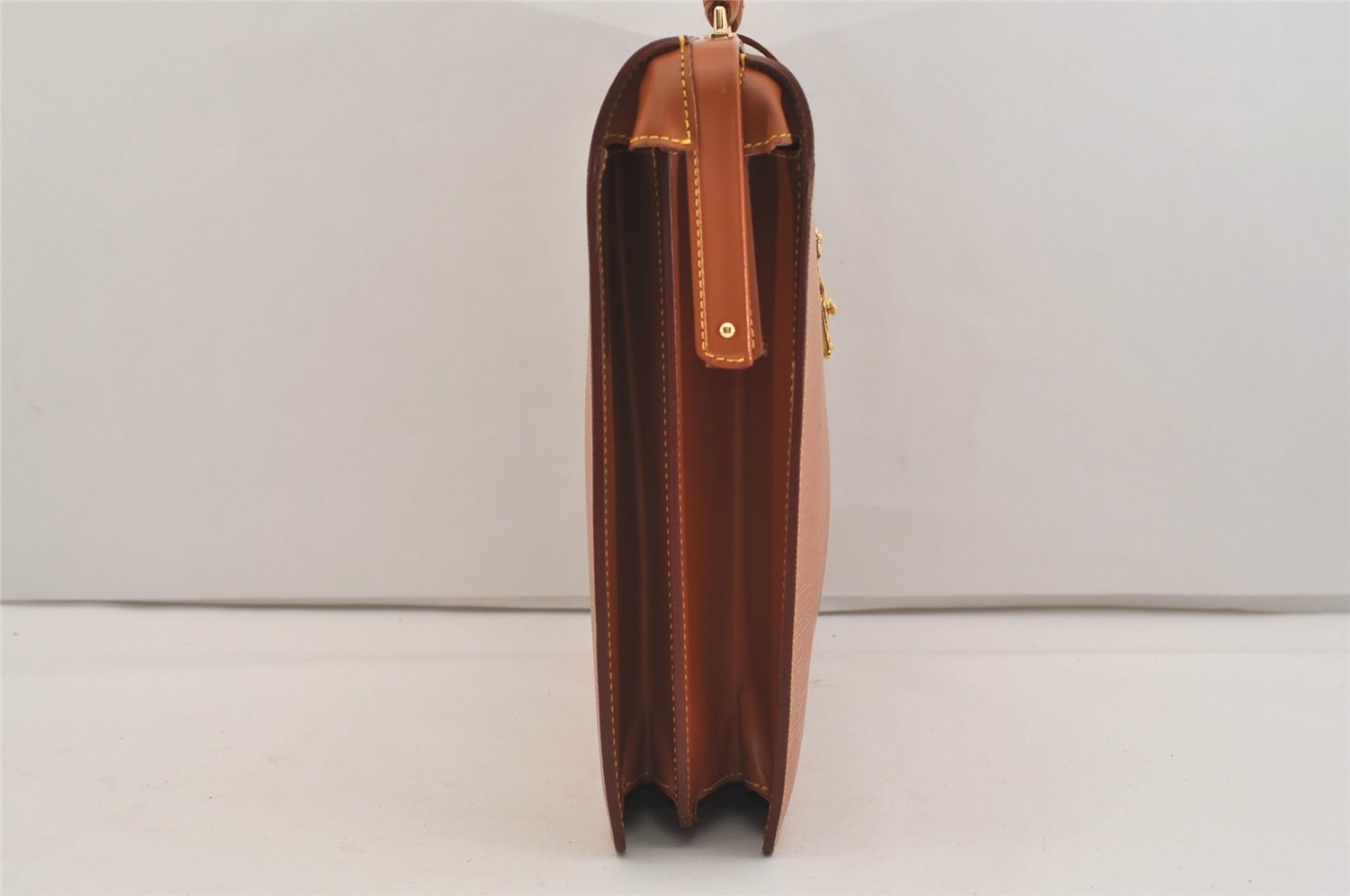 Authentic Louis Vuitton Epi Serviette Fermoir Briefcase Brown M54358 LV 4886J