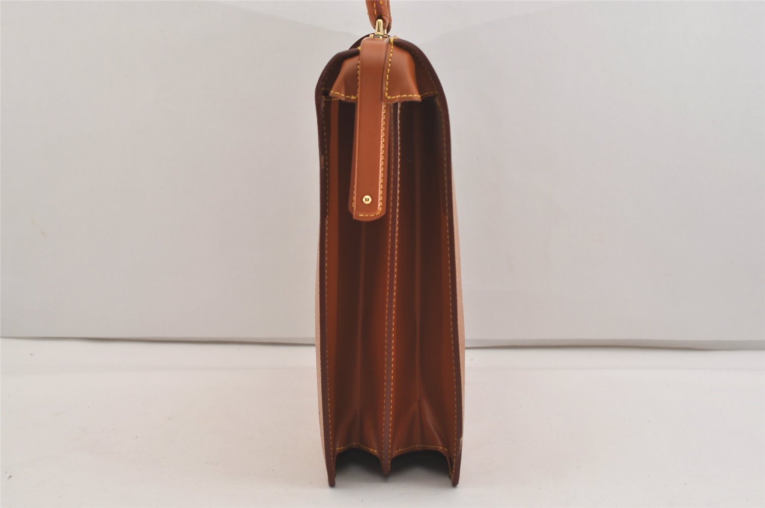 Authentic Louis Vuitton Epi Serviette Fermoir Briefcase Brown M54358 LV 4886J