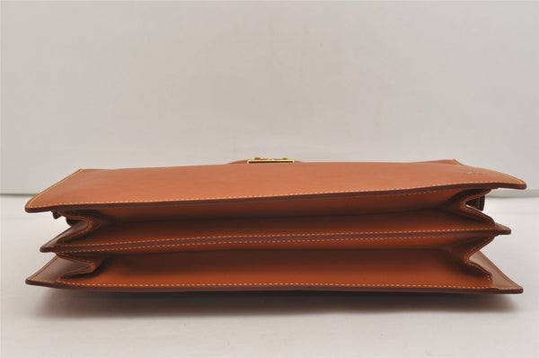 Authentic Louis Vuitton Epi Serviette Fermoir Briefcase Brown M54358 LV 4886J