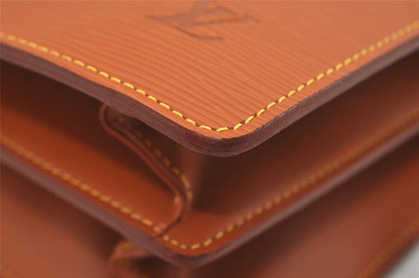 Authentic Louis Vuitton Epi Serviette Fermoir Briefcase Brown M54358 LV 4886J