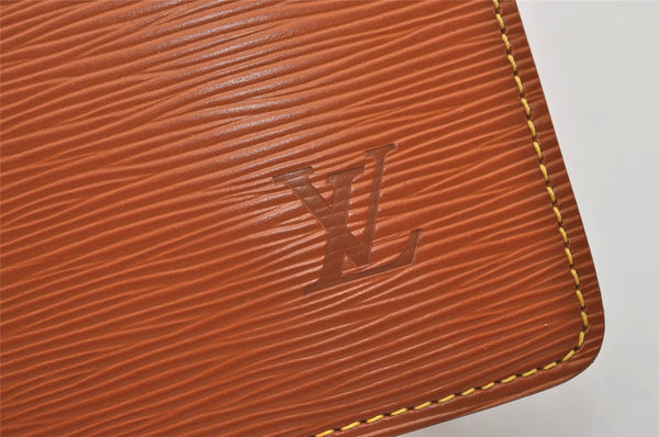 Authentic Louis Vuitton Epi Serviette Fermoir Briefcase Brown M54358 LV 4886J