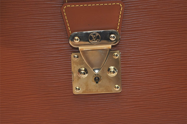 Authentic Louis Vuitton Epi Serviette Fermoir Briefcase Brown M54358 LV 4886J