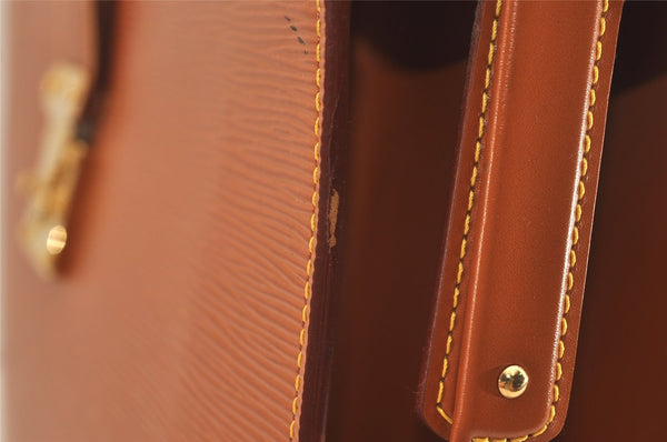 Authentic Louis Vuitton Epi Serviette Fermoir Briefcase Brown M54358 LV 4886J