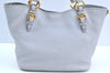 Authentic MIU MIU Leather 2Way Shoulder Crossbody Hand Tote Bag Light Gray 4889H