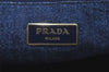 Authentic PRADA Canapa L Vintage Tote Hand Bag Denim Blue 4889I