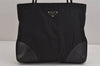 Authentic PRADA Vintage Nylon Tessuto Leather Shoulder Tote Bag Black Junk 4889J