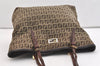 Authentic FENDI Zucchino Vintage Shoulder Tote Bag Canvas Leather Brown 4890J