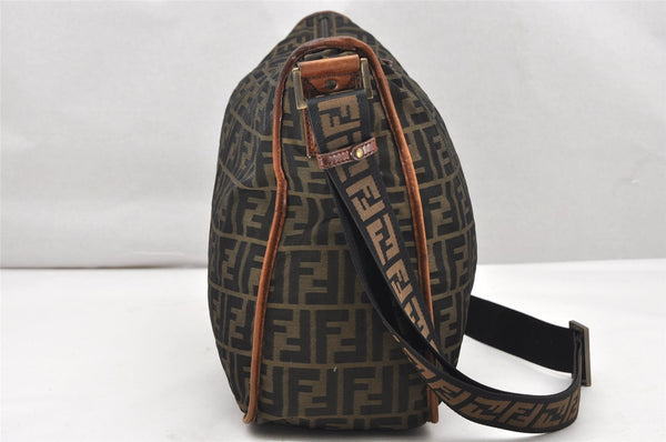 Authentic FENDI Zucca Shoulder Cross Body Bag Canvas Leather Brown Junk 4890K