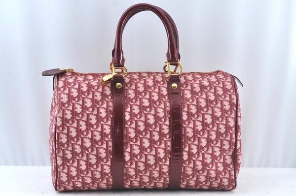 Authentic Christian Dior Trotter Boston Hand Bag PVC Enamel Red 4891H