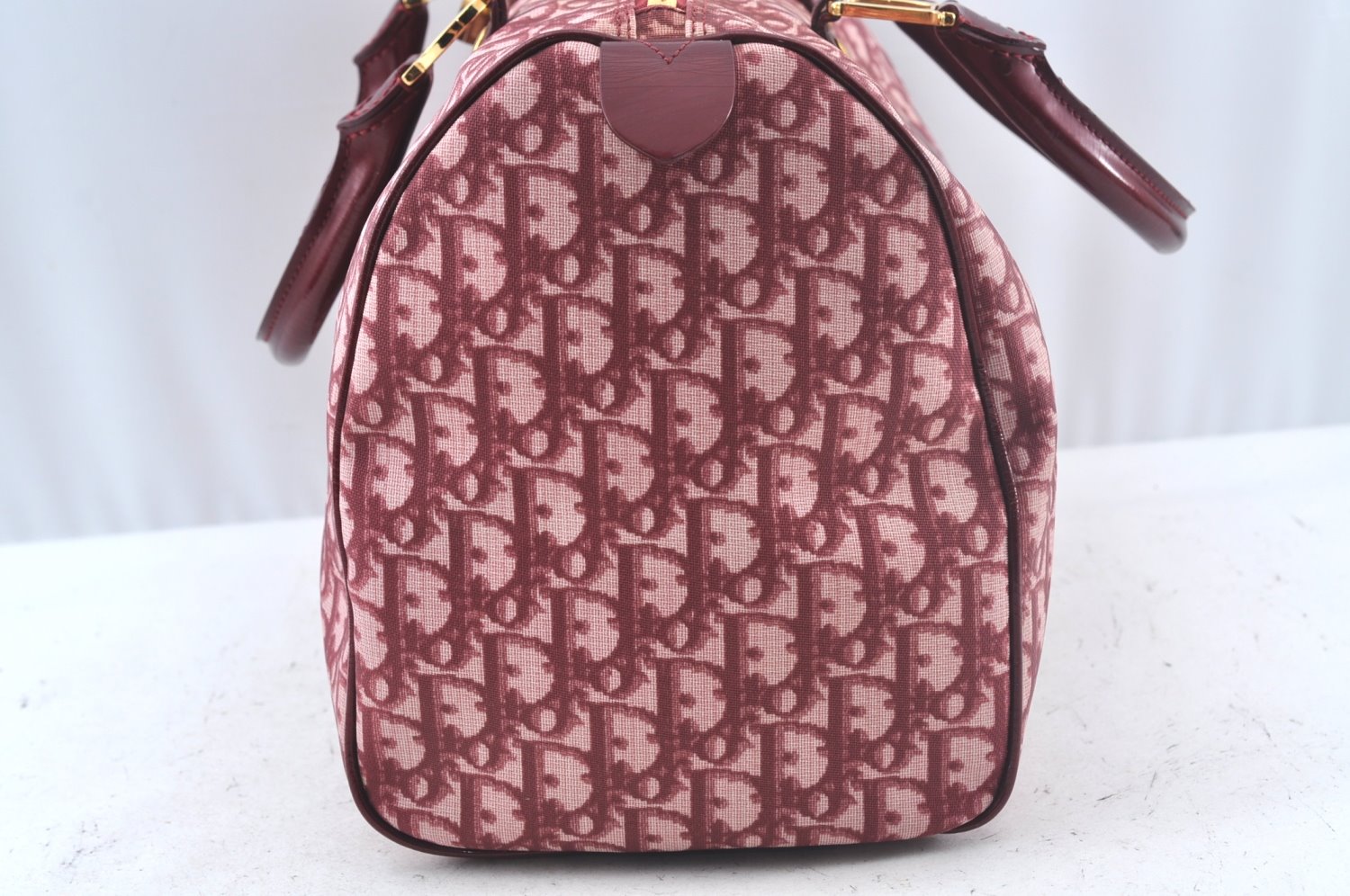 Authentic Christian Dior Trotter Boston Hand Bag PVC Enamel Red 4891H