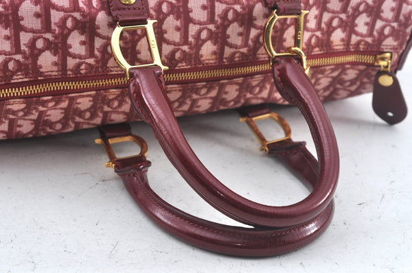 Authentic Christian Dior Trotter Boston Hand Bag PVC Enamel Red 4891H