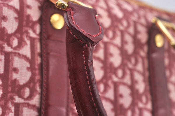 Authentic Christian Dior Trotter Boston Hand Bag PVC Enamel Red 4891H