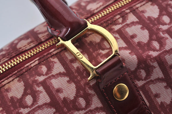 Authentic Christian Dior Trotter Boston Hand Bag PVC Enamel Red 4891H